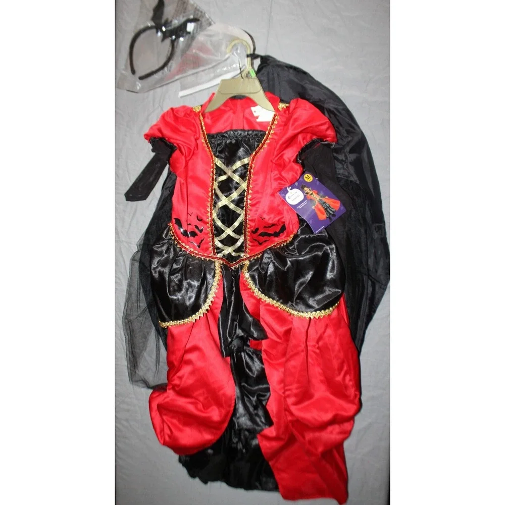 Girls Vampire Vampiress Costume Dress Child Size M 8-10 NEW